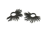 Black Sun Charm, 4 Oxidized Black Brass Sun Charms, Pendants, Earrings, Findings  (33x20mm) N0782