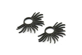 Black Sun Charm, 4 Oxidized Black Brass Sun Charms, Pendants, Earrings, Findings  (33x20mm) N0782