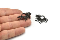 Black Sun Charm, 4 Oxidized Black Brass Sun Charms, Pendants, Earrings, Findings  (33x20mm) N0782