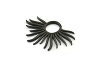 Black Sun Charm, 4 Oxidized Black Brass Sun Charms, Pendants, Earrings, Findings  (33x20mm) N0782
