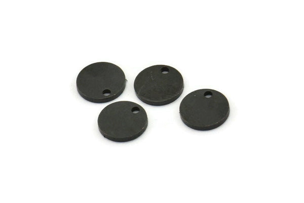 Black Cabochon Tag, 50 Oxidized Black Brass Cabochon Tags With 1 Hole, Stamping Tags (8x1mm) E078
