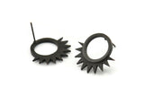 Siyah Güneş Küpe, 2 Oksitlenmiş Siyah Pirinç Güneş Küpe (21x20x1,5 mm) N1304