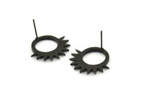 Siyah Güneş Küpe, 2 Oksitlenmiş Siyah Pirinç Güneş Küpe (21x20x1,5 mm) N1304