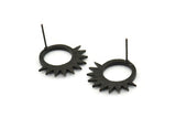 Siyah Güneş Küpe, 2 Oksitlenmiş Siyah Pirinç Güneş Küpe (21x20x1,5 mm) N1304