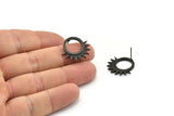 Siyah Güneş Küpe, 2 Oksitlenmiş Siyah Pirinç Güneş Küpe (21x20x1,5 mm) N1304