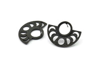 Moon Phases Earring, 2 Oxidized Black Brass Semi Circle Stud Earrings (29x22x1mm) N1002