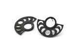 Moon Phases Earring, 2 Oxidized Black Brass Semi Circle Stud Earrings (29x22x1mm) N1002