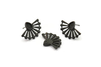 Siyah Güneş Küpe, 2 Oksitlenmiş Siyah Pirinç Damla Küpe - Ped Boyutu 6x4mm (22x16mm) N1116