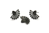 Siyah Güneş Küpe, 2 Oksitlenmiş Siyah Pirinç Damla Küpe - Ped Boyutu 6x4mm (22x16mm) N1116