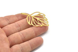 Brass Leaf Charm, Raw Brass Leaf Charms With 1 Hole, Leaf Earrings (52x32x0.60mm) SMP1589