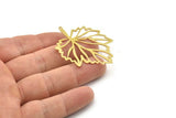 Brass Leaf Charm, Raw Brass Leaf Charms With 1 Hole, Leaf Earrings (49x39x0.60mm) SMP1607