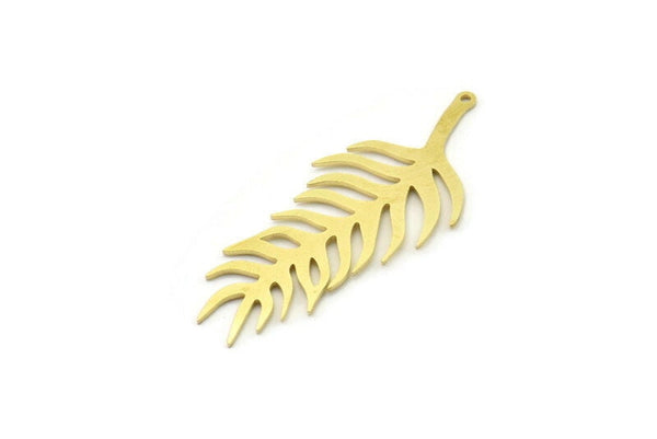Brass Leaf Charm, Raw Brass Leaf Charms With 1 Loop, Leaf Earrings (52x21x0.80mm) SMP1578