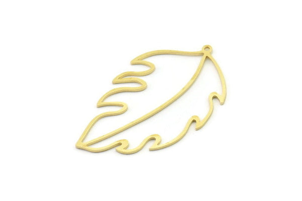 Brass Leaf Charm, Raw Brass Leaf Charms With 1 Loop, Leaf Earrings (47x29x0.80mm) SMP1609