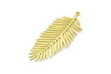 Brass Leaf Charm, Raw Brass Leaf Charms With 1 Loop, Leaf Earrings (50x22x0.80mm) SMP1587