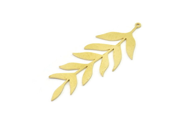 Brass Leaf Charm, Raw Brass Leaf Charms With 1 Loop, Leaf Earrings (60x23x0.80mm) SMP1555