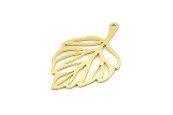 Brass Leaf Charm, Raw Brass Leaf Charms With 1 Loop, Leaf Earrings (30x19x0.60mm) SMP1590