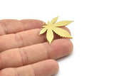 Brass Leaf Charm, Raw Brass Leaf Charms With 1 Loop, Leaf Earrings (30x36x0.80mm) SMP1552