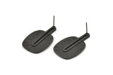 Siyah Küpe Direği, 2 Direkli Oksitlenmiş Siyah Pirinç Dokulu Küpeler (32x21x1mm) N1163