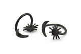 Black Ring Settings, 2 Oxidized Black Brass Moon And Sun Ring With 1 Stone Setting - Pad Size 5mm N1021