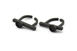 Black Ring Settings, Oxidized Black Brass Adjustable D Shape Rings - Pad Size 8mm N1060
