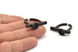 Black Ring Settings, Oxidized Black Brass Adjustable D Shape Rings - Pad Size 8mm N1060