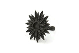 Black Ring Settings, Oxidized Black Brass Adjustable Sunflower Ring - Pad Size 6mm N0739