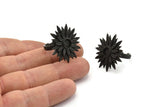 Black Ring Settings, Oxidized Black Brass Adjustable Sunflower Ring - Pad Size 6mm N0739