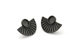 Siyah Güneş Küpe, 2 Oksitlenmiş Siyah Pirinç Güneş Çivi Küpe - Ped Boyutu 6 mm (22x15 mm) N1115