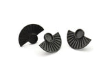 Siyah Güneş Küpe, 2 Oksitlenmiş Siyah Pirinç Güneş Çivi Küpe - Ped Boyutu 6 mm (22x15 mm) N1115