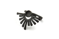 Black Ring Setting, Oxidized Black Brass Adjustable Ring With 1 Stone Settings - Pad Size 6mm N1279