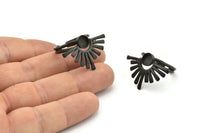 Siyah Yüzük Ayarı, 1 Taş Ayarlı Oksitlenmiş Siyah Pirinç Ayarlanabilir Yüzük - Ped Boyutu 6mm N1279