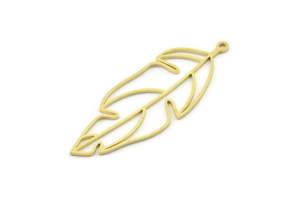 Brass Leaf Charm, Raw Brass Leaf Charms With 1 Loop, Leaf Earrings (45x17x0.80mm) SMP1580