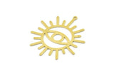Brass Eye Charm, Raw Brass Eye Charms With 1 Loop, Findings (39x38x0.60mm) SMP1606