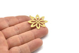 Brass Flower Charm, Raw Brass Flower Charms With 1 Loop (32x30x0.60mm) SMP1616