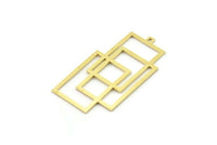 Pirinç Geometrik Charm, 1 Döngülü Ham Pirinç Dikdörtgen Charmlar, Bulgular (42x23,5x0,80 mm) SMP1608