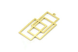Pirinç Geometrik Charm, 1 Döngülü Ham Pirinç Dikdörtgen Charmlar, Bulgular (42x23,5x0,80 mm) SMP1608