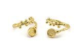 Gold Ring Setting, Gold Plated Brass Adjustable Rings With 1 Stone Settings - Pad Size 6mm N2533