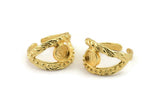 Gold Ring Setting, Gold Plated Brass Adjustable Rings With 1 Stone Settings - Pad Size 6mm N2548