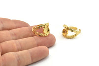 Gold Ring Setting, Gold Plated Brass Adjustable Rings With 1 Stone Settings - Pad Size 6mm N2548