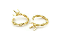 Gold Ring Settings, Gold Plated Brass Claw Rings, Adjustable Rings - Pad Size 6mm N2550
