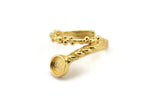 Gold Ring Setting, Gold Plated Brass Adjustable Rings With 1 Stone Settings - Pad Size 6mm N2564