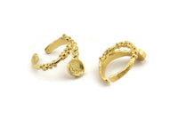 Gold Ring Setting, Gold Plated Brass Adjustable Rings With 1 Stone Settings - Pad Size 6mm N2564