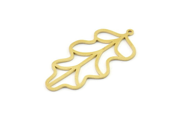 Brass Leaf Charm, Raw Brass Leaf Charms With 1 Loop, Leaf Earrings (42x22x0.80mm) SMP1649