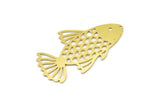 Brass Fish Charm, Raw Brass Fish Charms With 1 Hole (50x31x0.60mm) SMP1612