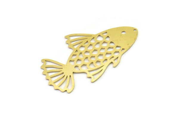 Brass Fish Charm, Raw Brass Fish Charms With 1 Hole (50x31x0.60mm) SMP1612