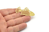 Brass Fish Charm, Raw Brass Fish Charms With 1 Hole (50x31x0.60mm) SMP1612