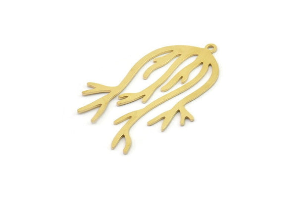 Brass Leaf Charm, Raw Brass Branch Charms With 1 Loop, Charm Pendants (42x29x0.60mm) SMP1647