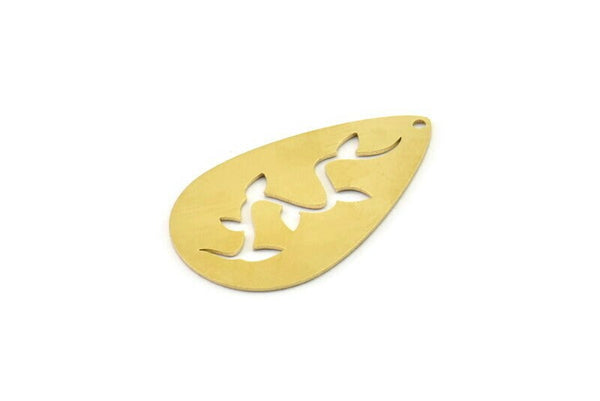 Brass Drop Charm, Raw Brass Branch Charms With 1 Hole, Charm Pendants (35x22x0.60mm) SMP1689
