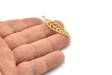 Brass Leaf Charm, Raw Brass Leaf Charms With 1 Loop, Leaf Earrings (40x9x0.60mm) SMP1640