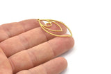 Brass Marquise Charm, Raw Brass Marquise Charms With 1 Loop, Earrings, Pendants (40x19x0.80mm) SMP1629